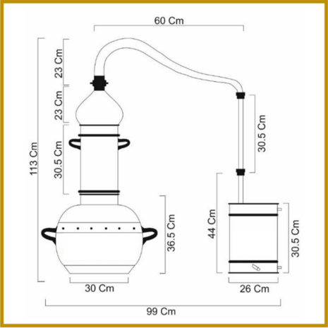 DESTILLEERKETEL 12 -  KOLOM (VAST) - 30L